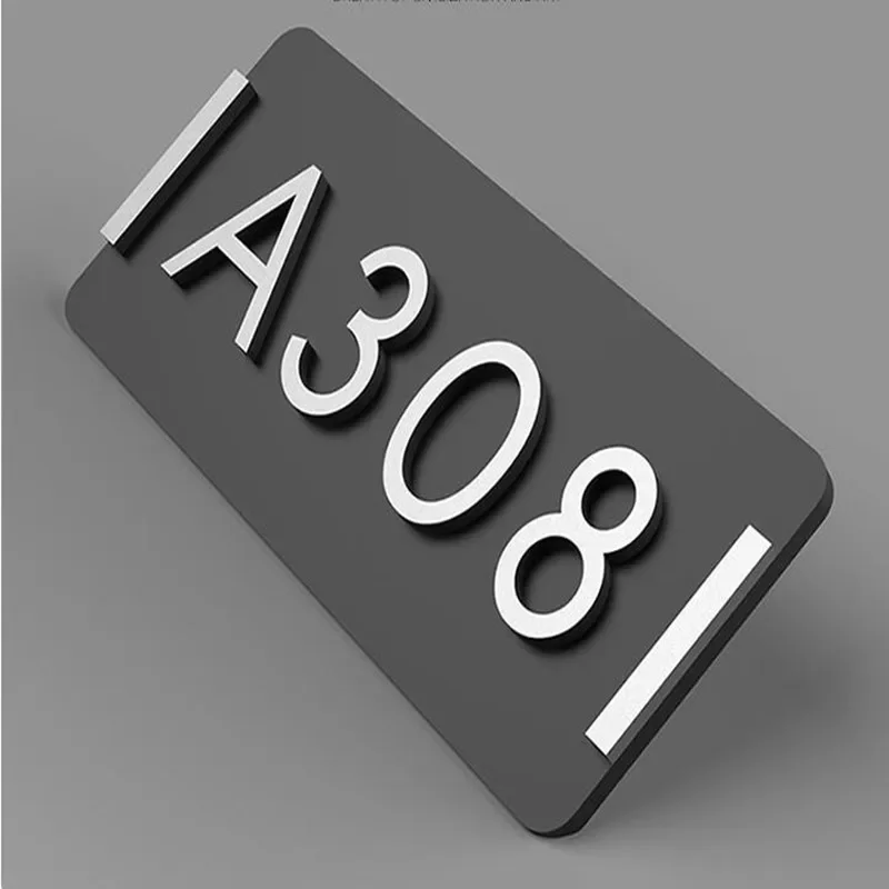 Retro Style Acrylic Door Numbers Signs Wood Number Plate Apartment Hotel Digital House Number Adhesive Sticker Customized