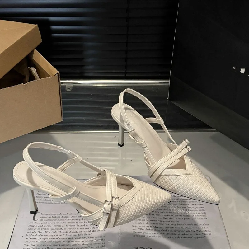 

Туфли-лодочки Baotou на высоком каблуке, весна-лето 2026, новые элегантные женские босоножки с острым носком на прямом каблуке