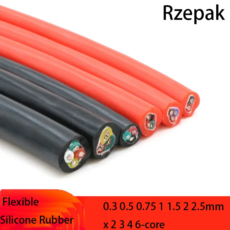 1/2/5m Flexible Silicone Wire 2 Pins 30 28 26 24 22 22 20 18 16 14 12 10 8 AWG DIY LED Wiring Soft Rubber Tinned Copper Wire