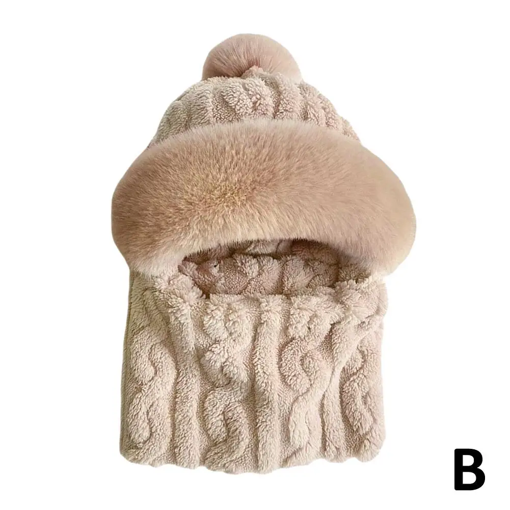 Winter-Schal-Set mit Kapuze für Damen, Plüsch-Hals, warm, Russland, Outdoor, Ski, winddicht, Mütze, dicker Plüsch, flauschige Mützen, Fahrradmütze – Detail 29
