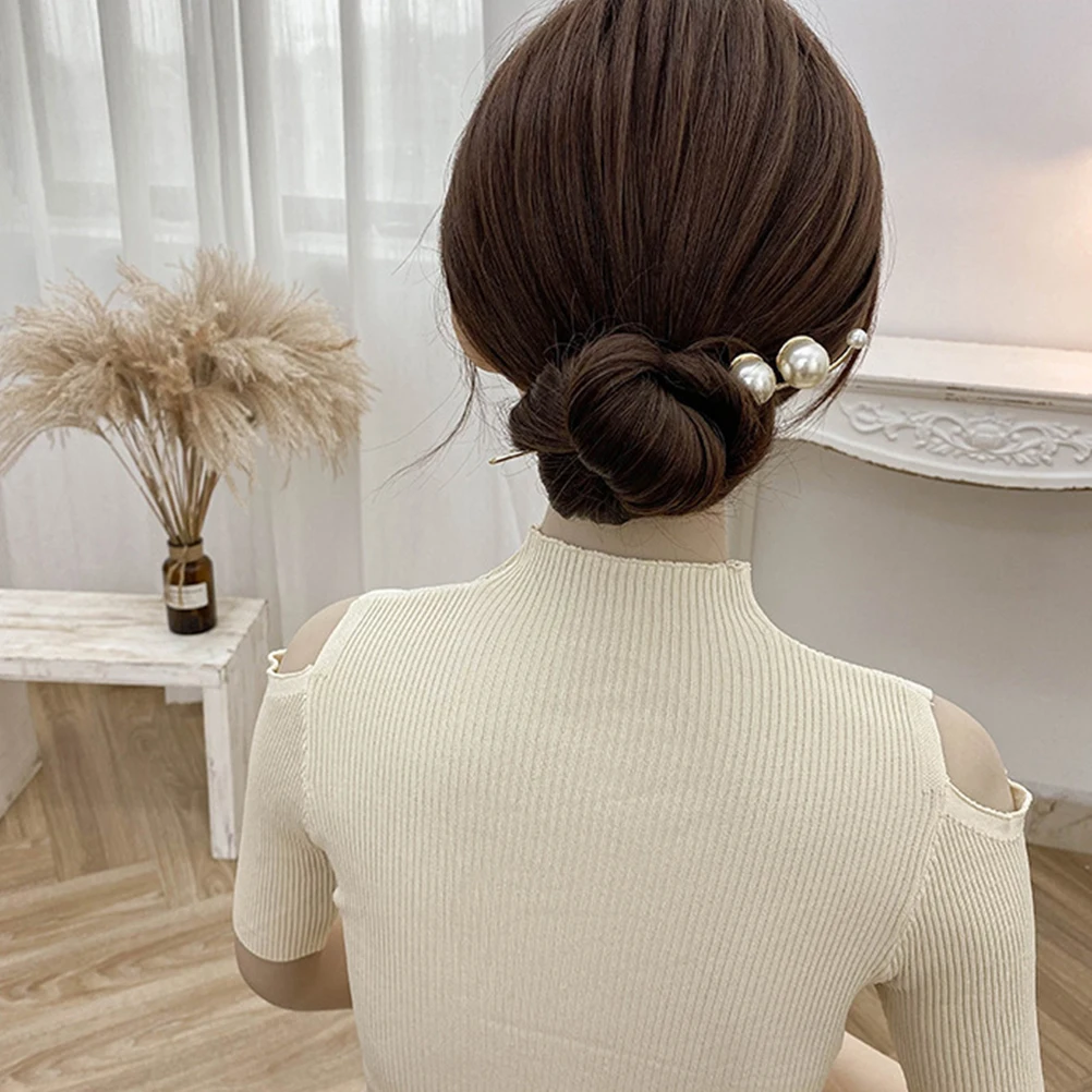 

2pcs Pearl Chopsticks Women Sticks Elegant Forks For Wedding Party Daily Use Chignon Pin Hair Accessories Non Slip Hairpin For