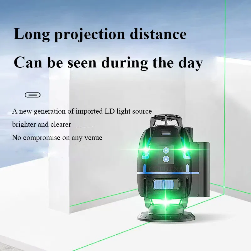 Outdoor 5/6/8/12 Line Cylinder Type 4D Green Light Level Auto Level 360 Horizontal and Vertical Cross Super Bright Laser Levels