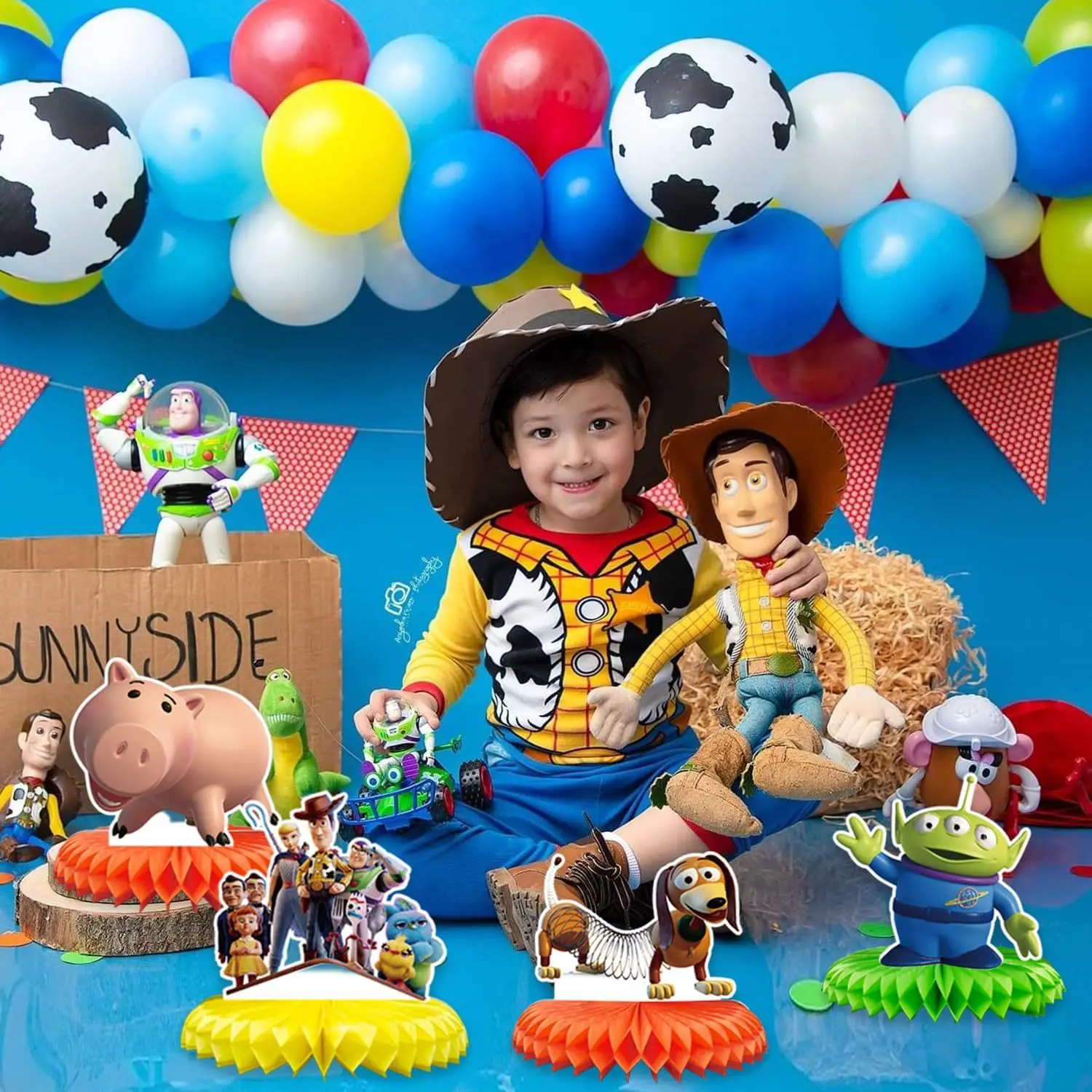 Cartoon-Film-Spielzeug 5 Themen Woodi Bazz Wabenförmige Tischdekorationen für Geburtstagsfeiern Tischdekorationen Geschenk – Detail 17