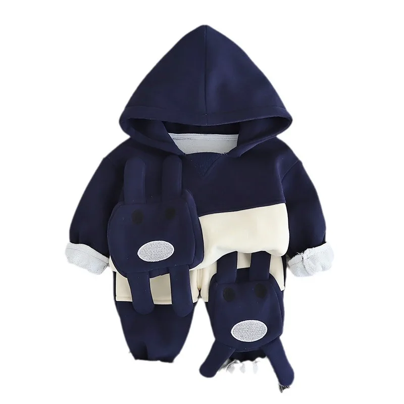 Boys Thick Clothing Sets Autumn Winter 2024 Children Warm Velvet Sweatshirts Tops Pants 2pcs Jogging Suit For Baby Hoodies Kids image 6