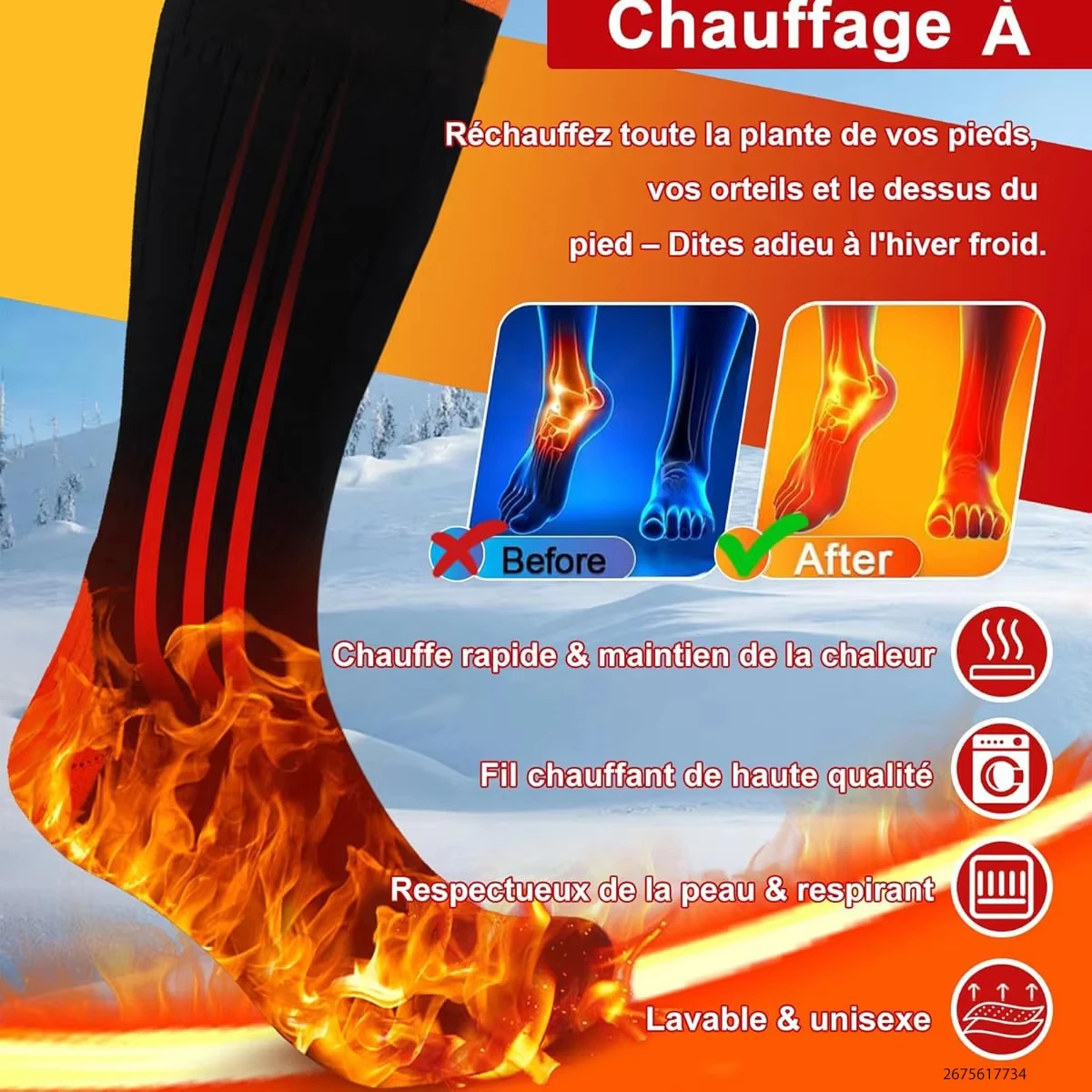 APP Control Heated Socks Double Board Heated Skiing Socks Hunting Fishing Winter Foot Warmer Rechargeable 5000mAh Battery
