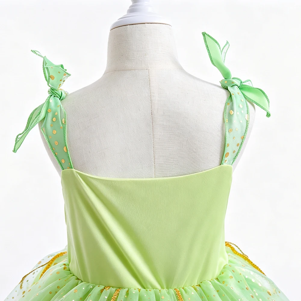 Grünes Feenkleid für Kinder mit Flügeln für Halloween, Karneval, Elfen-Cosplay-Kostüm, Geschenk 2-10 Jahre – Detail 9