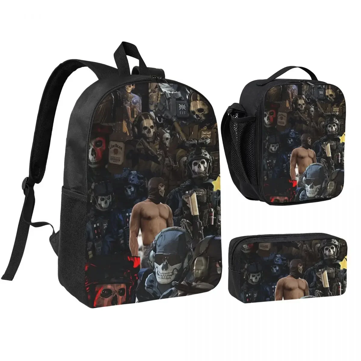 Simon Ghost Riley Backpack Student Boys Girls BookBag School Bag Laptop Shoulder Bags 3ps Insulated Lunch Bag Pencil Case