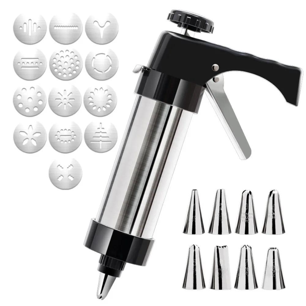 

Stainless Steel Cookie Making Machine DIY with Piping Nozzles Cookie Press Kit Professional Manual Operation Biscuit Tools Set