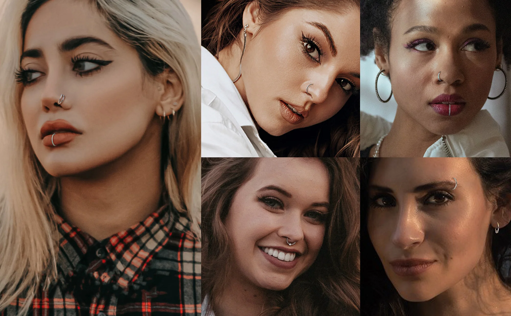 Drperfect Nasenringe aus Chirurgenstahl für Damen, CZ Opal Septum Piercing, Clicker Lippenringe, Helix Knorpelohrringe, perforiert – Detail 5