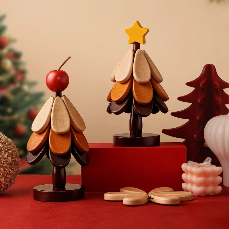 

Christmas gift Christmas tree solid wood ornament Christmas decoration gift desktop insulation pad