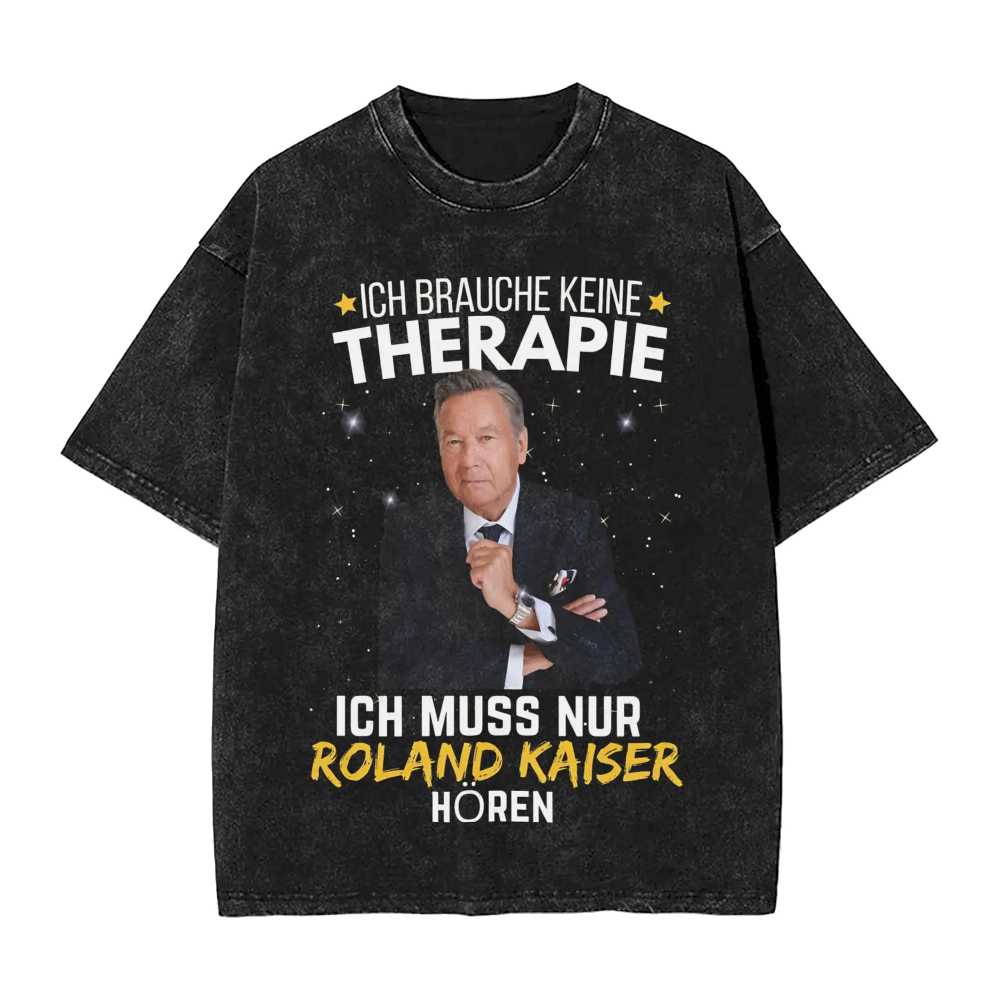 Men T-Shirt Roland Kaiser  Washed T-Shirts Hip Hop  Beach Tees Vintage Printed Cotton Clothes Hot Sale