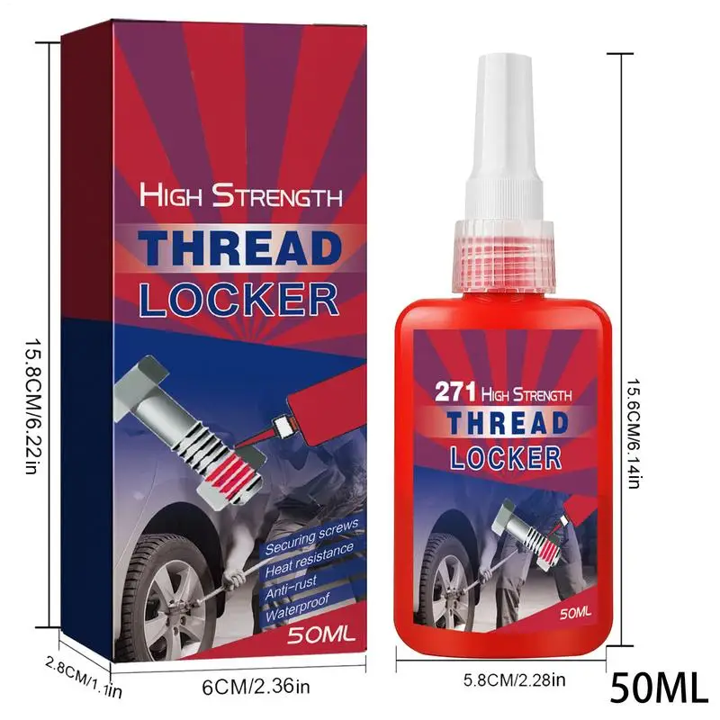 50ml 271 Thread Sealer High Temp Threadlocker Thread Sealant Screw Glue Leak-Proof High Strength Removable Threadlocker for Auto