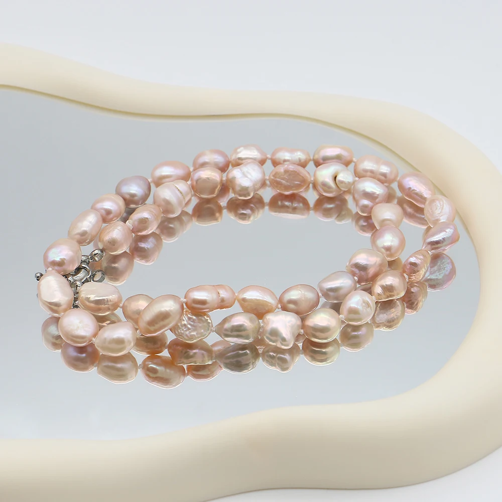 

Gorgeous Natural Freshwater Colorful Baroque Irregular Double-sided Straight-hole Pearl Necklace Jewelry Party Gift 1strand