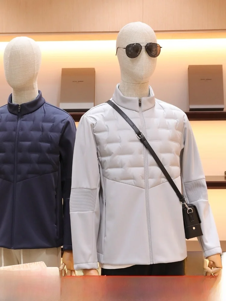 

High-End Tee-Proof Technology Men's Outdoor Warm Knitted Patchwork Lightweight Busin Stand Collar down Jaet Trendy