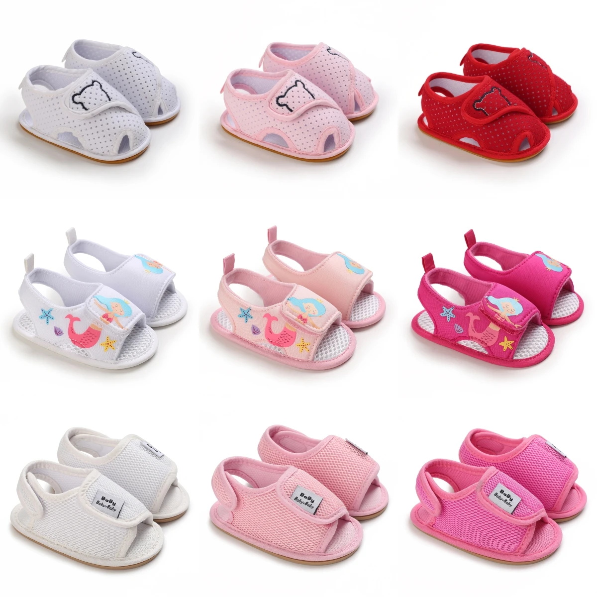 0-18M New Summer Baby Boys and Girls Cartoon Fashion Summer Baby Bed Shoes First Walker Soft Rubber Sole Anti slip Sandals Soft