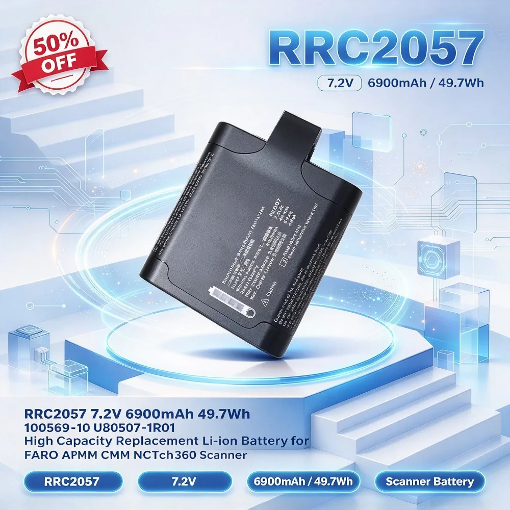 RRC2057 7.2V 6900mAh 100569-10 U80507-1R01 High Capacity Replacement Li-ion Battery for FARO Arm CMM NCTech Iris360 Scanner