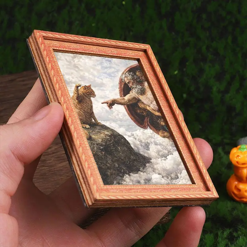 Lustiger Kühlschrankmagnet „Kreation des Adams“ mit Katzenmotiv, kreativer Kunstdruck-Magnetaufkleber für die Dekoration des Küchenkühlschranks
