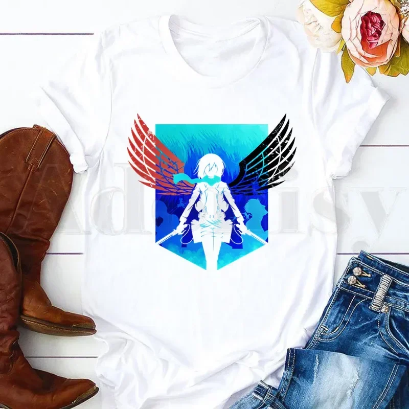 Attack On Titan Short Sleeve Female Tops Tees Harajuku  VintageT Shirts Women's T-shirt