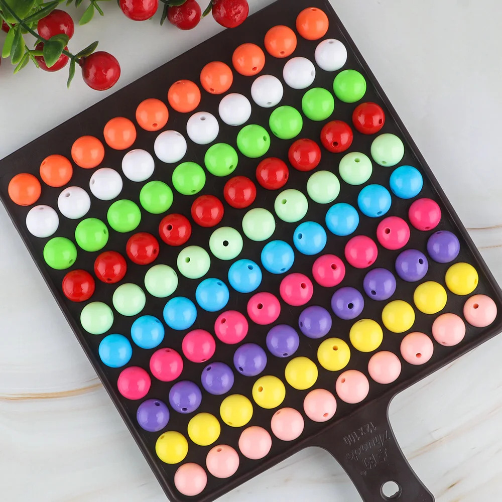 6-16mm 20-200pcs/Lot Multicolour Acrylic Round Beads Handcraft Spacer Bead For Jewelry Making DIY Bracelet Necklace Accessories