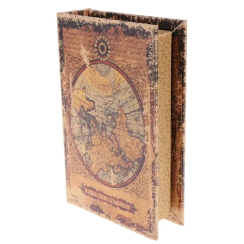 

Vintage Style Book Shaped Wooden Storage Box Jewelry Organizer for Study Room Props and Cafe Decorations