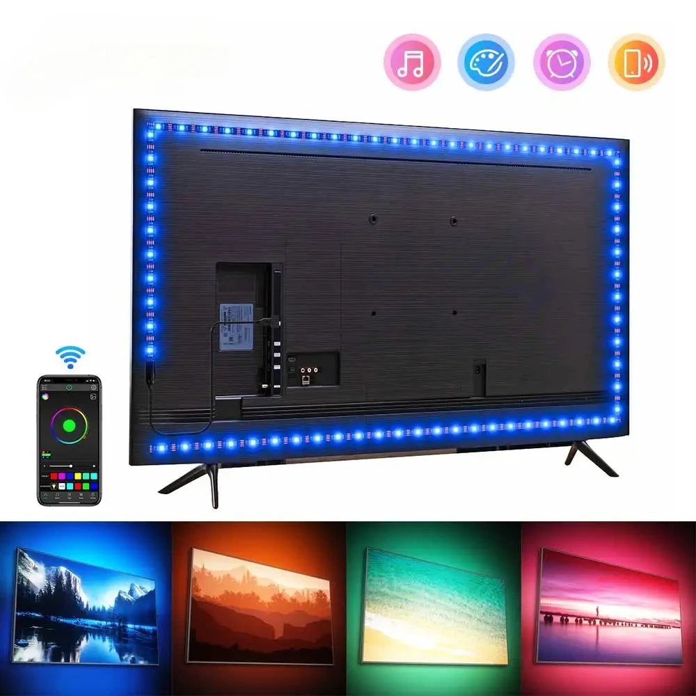 RGB 5050 Dây Đèn Led Ánh Sáng Bluetooth Ứng Dụng Điều Khiển 5V USB Led Băng Chữa Linh Hoạt Diode Băng Cho Tivi Đèn Nền trang Trí Phòng