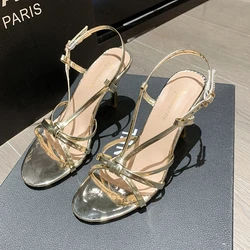 2024 New Summer Sexy Nightclub Fashion Pointed Toe Open Toe High Heel Sandals with Thin Heel for Women