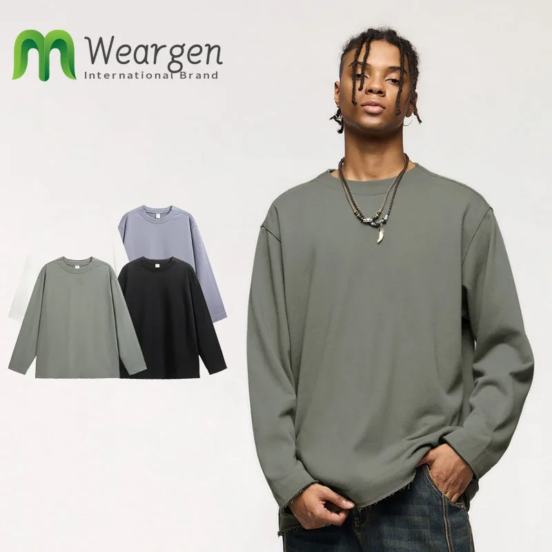 Men Solid Color Loose Raw Edge Half-Ribbed Collar Sweatshirt Autumn And Winter New Street Fashion Brand Loose 4397W24