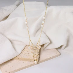 Natural Freshwater Pearl Rice Bead Pendant Necklace Korean Women's Luxury Jewelry Fashion Women's and Girls' Gifts GN0633