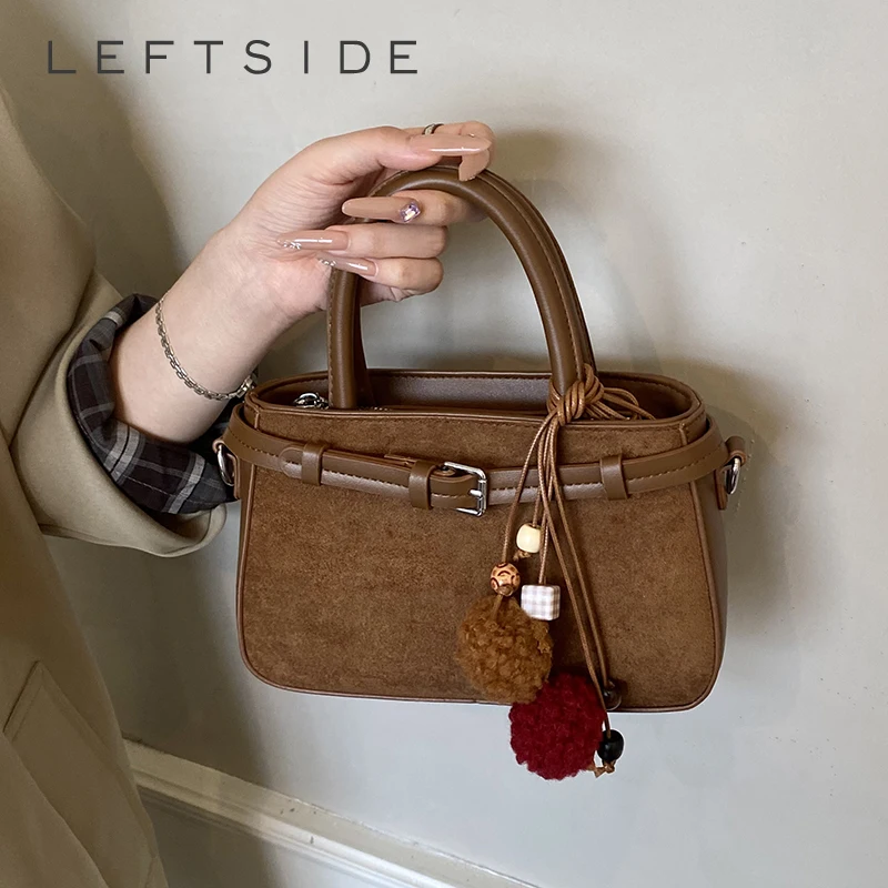 

LEFTSIDE Women Small PU Leather Shoulder Bag 2025 Winter Simple Short Handle Crossbody Bag Luxury Designer New Trend Handbags