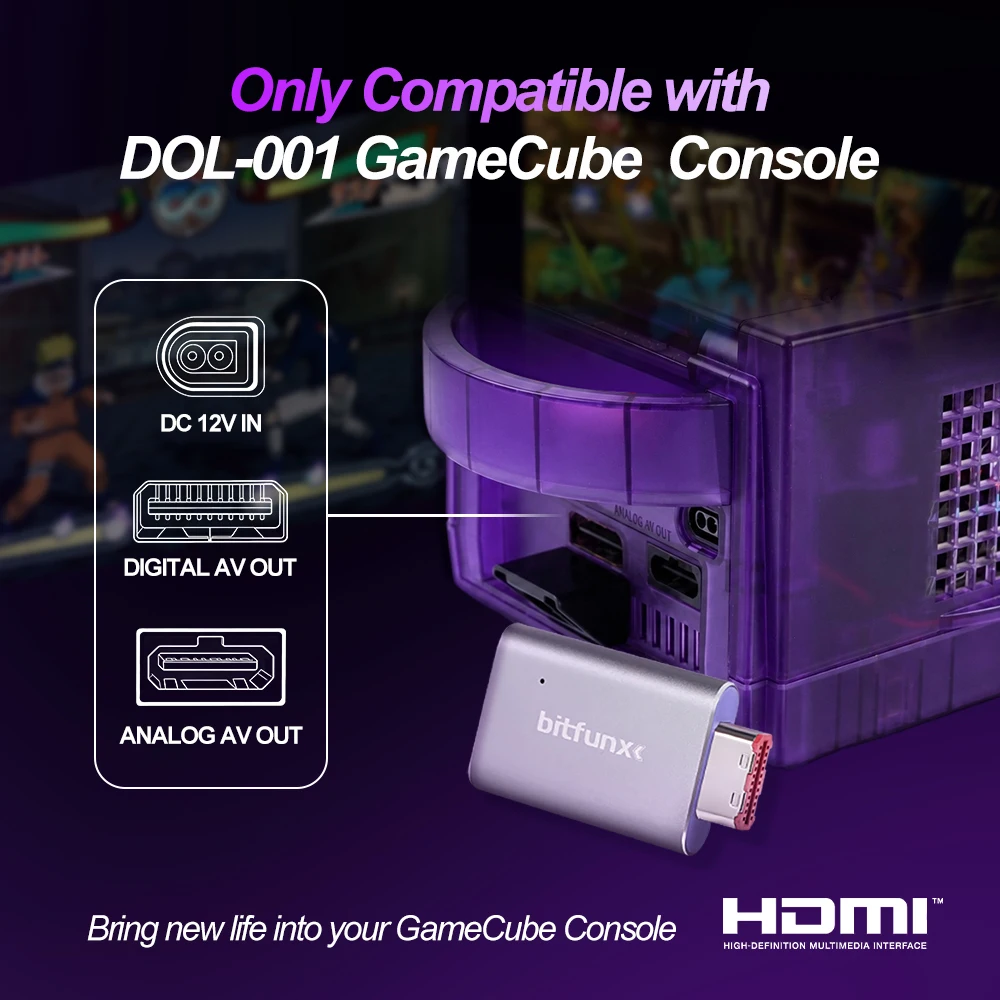 Bitfunx GC Vídeo HDMI ™ Adaptador Digital AV a HDMI ™ GC2HD para consola de juegos Nintendo Gamecube NGC DOL-001