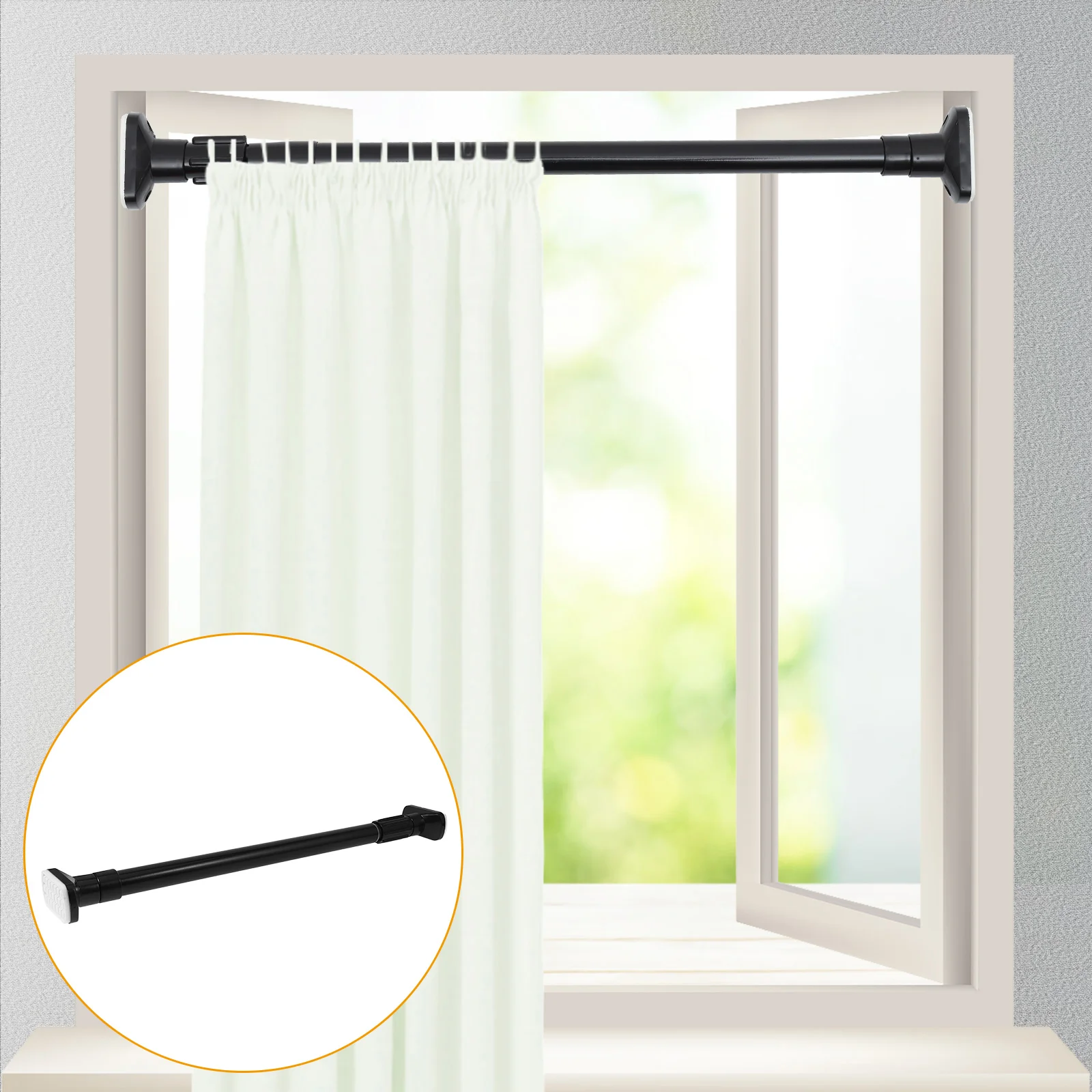 

Clothes Rail Drying Rod Multifunction Wardrobe Pole Black Extendable Bar Stainless Steel