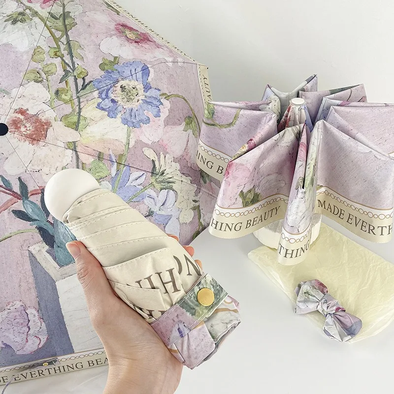 

Зонт Rose с автоматическим открытием и черным клеем в свежем стиле, защита от ультрафиолета, 5-кратный зонтик от солнца