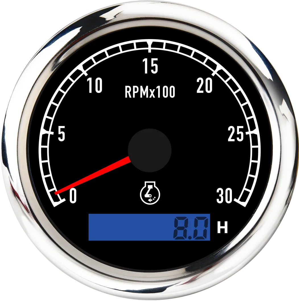 

80mm Tachometer 3000 4000 6000 7000 8000RPM Meter 7 Color Backlight Hours Tacho Gauge Meter For 12V/24V Boat Car Truck Motorbike