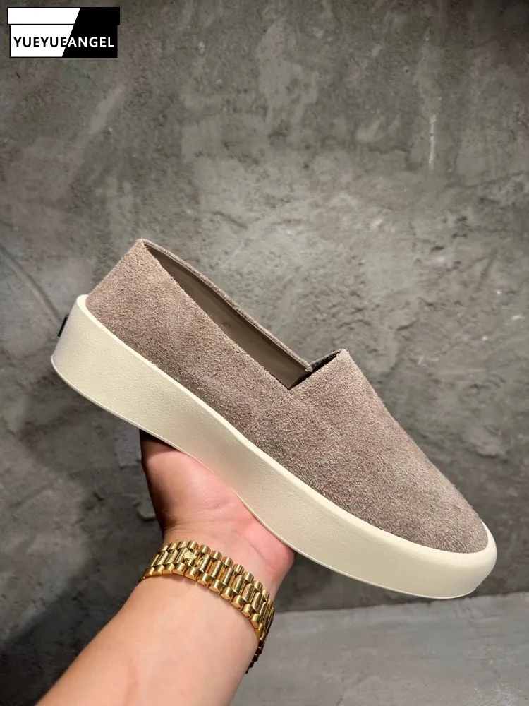 Spring Autumn Leisure Trend Style Slip On Male Casual Shoes Pointed Toe Height Increasing Suede Loafers Solid Color High Quality
