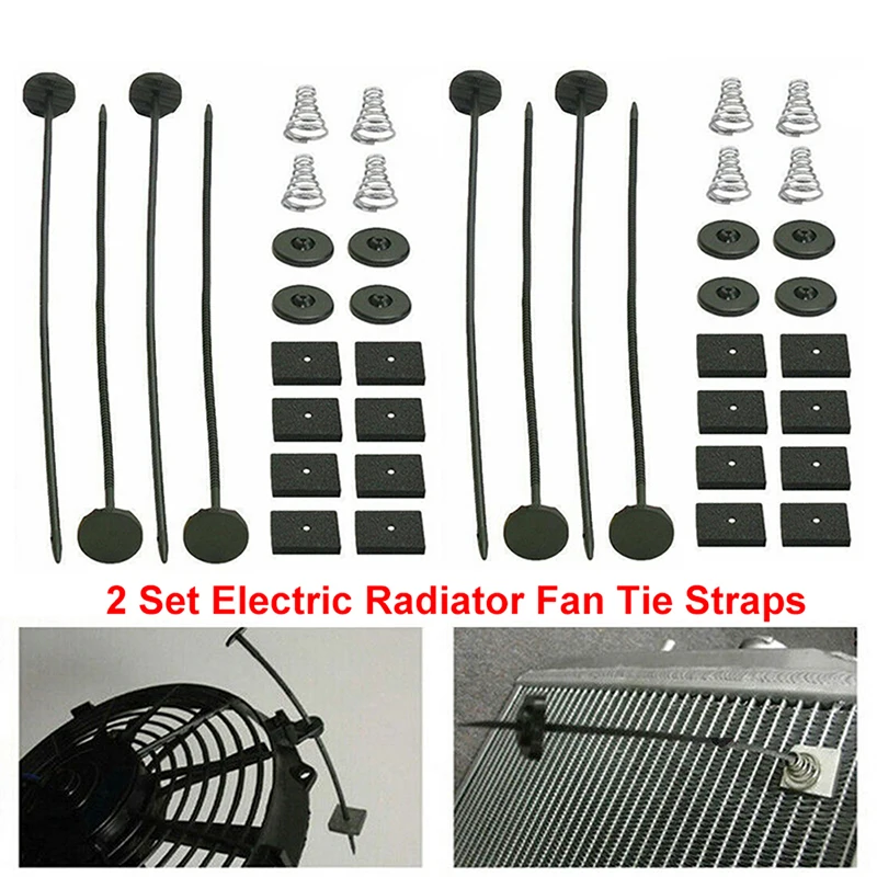 Universal Car Radiator Fan Tie Strap Mounting Kit With Clips Foam Pads Rods Auto Accessories Parts For Auto Vehicle Electric Fan