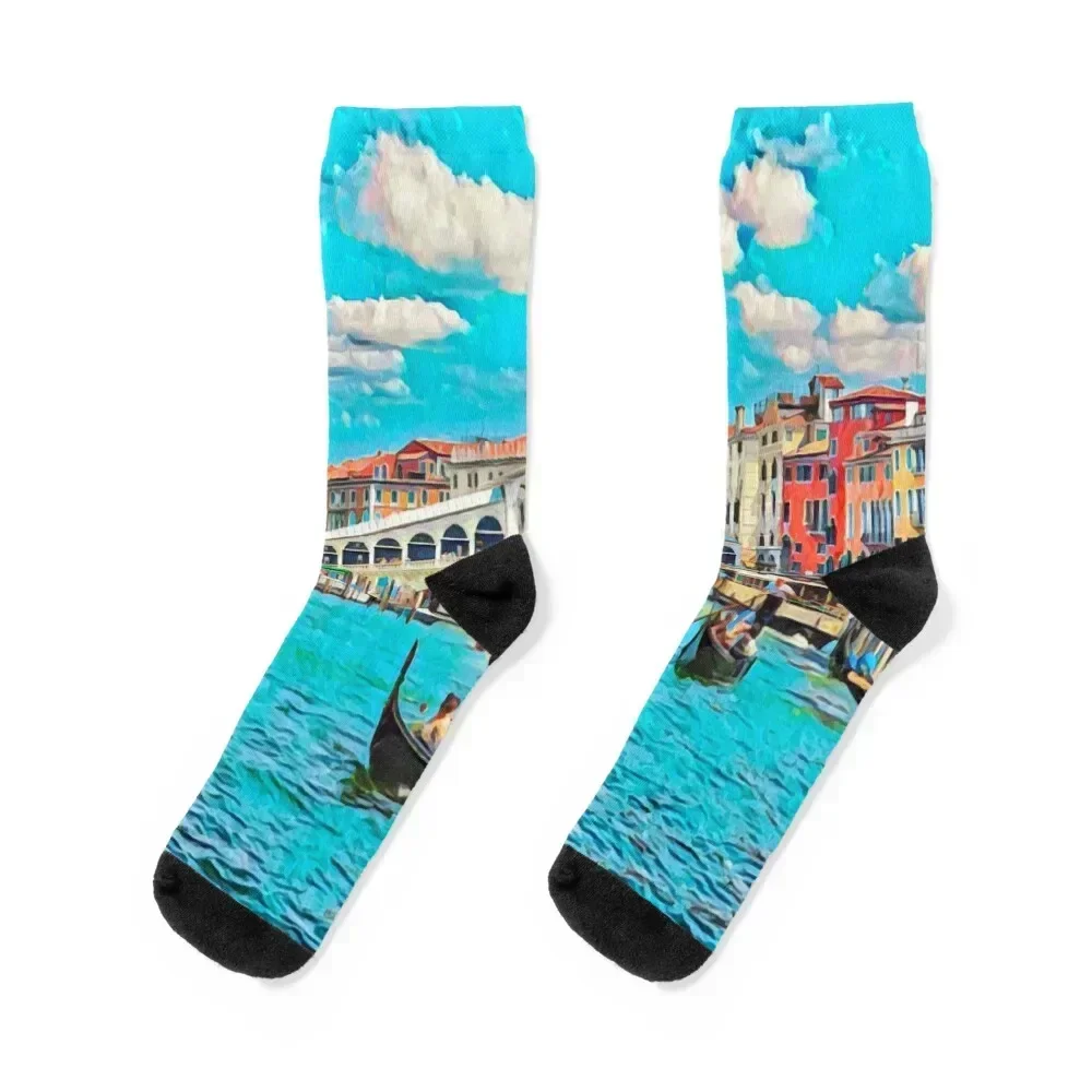 Venice Grand Canal Socks retro fashionable New year's compression Man Socks Women's