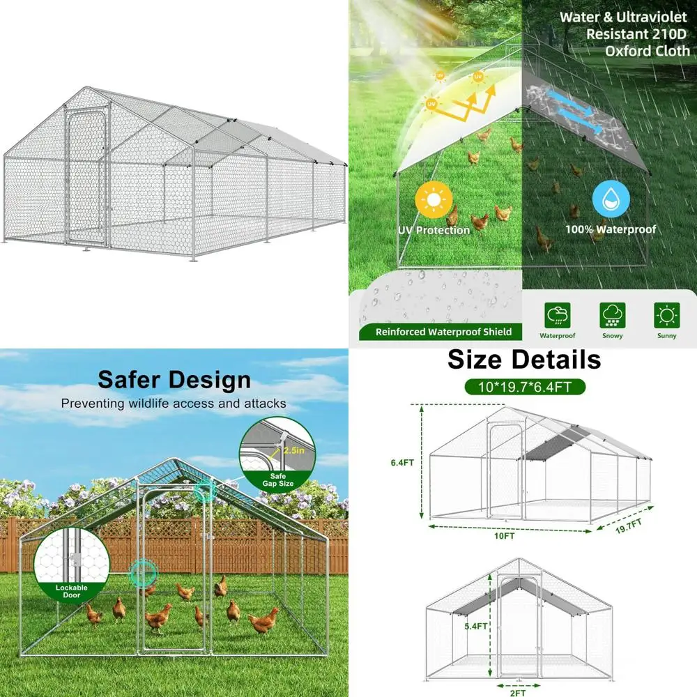 

Просторный металлический куриный корпус с защитой от атмосферных воздействий крышкой для использования на открытом воздухе — подходит для цыплят, кроликов, уток и кур