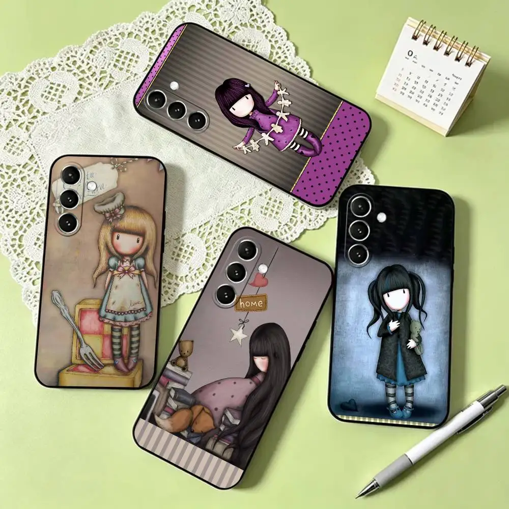 Cute S-Santoro G-Gorjuss  Phone Case For Samsung Galaxy A73,A72,A71,A70,A53,A52,A51,Others Soft Black Cover
