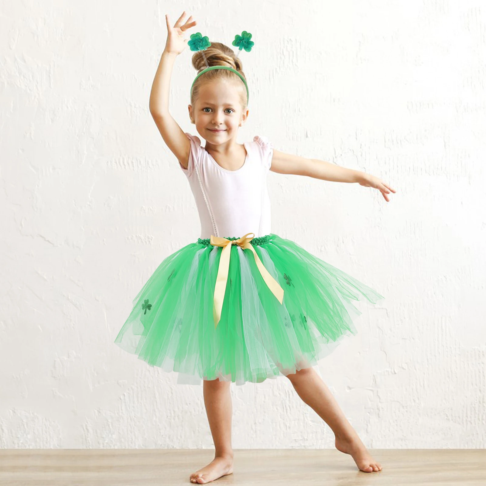 

1 set 1 Set St Patrick'S Day Tutu Skirt Costume For Kids Lightweight Festival Party Outfit With Headband Accessory