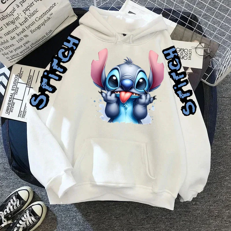 Sudadera con capucha de dibujos animados de Lilo & Stitch para mujer, suéter de manga larga con estampado Y2k, estilo Harajuku, informal, de Disney