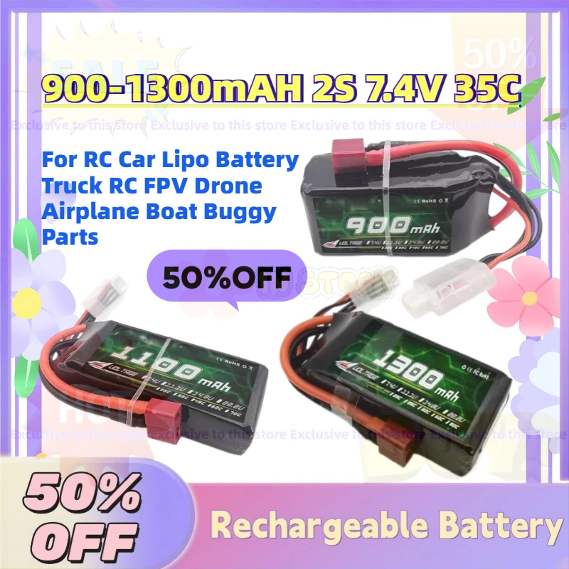 

Grade A 900-1300mAH 2S 7.4V 35C LiPo Rechargeable Battery for RC Car Lipo Battery Truck RC FPV Drone Airplane Boat Buggy Parts