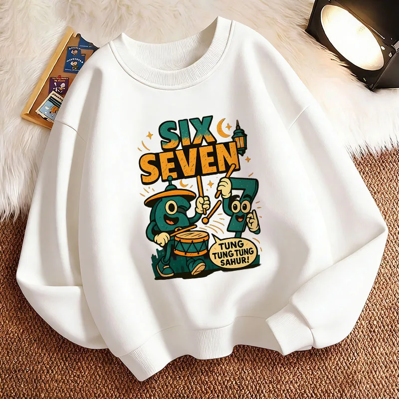 Lustiger Kinder-Sweatshirt-Pullover Italian Brainrot 67 Six Seven Rundhals-Hoodie mit Grafikdruck für Jungen/Mädchen