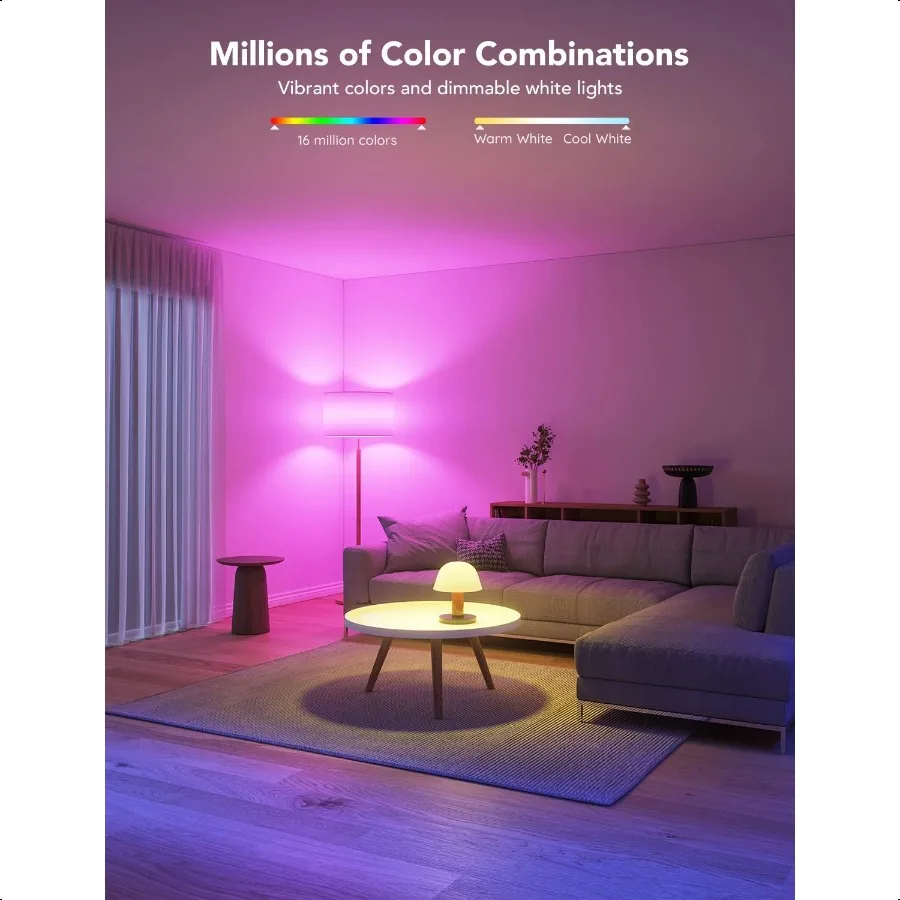 LED Smart Light Bulbs 1000LM Color Changing Light Bulb WiFi Bluetooth Light Bulbs Work with Alexa and Google Assistant Dimmable