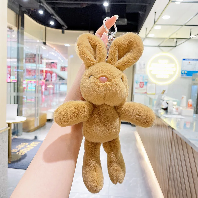 LLavero de peluche de conejo suave para niños y niñas, colgante de dibujos animados Kawaii, juguetes de peluche, bolsa de regalo con dijes, nuevo