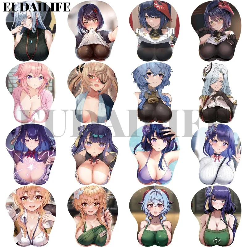 

Genshin Impact 3D Hand Wrist Rest Mouse Pad Lumine Shenhe Ganyu Raiden Kujo Mousepad Silicone Oppai Soft Mouse Mat Office Work
