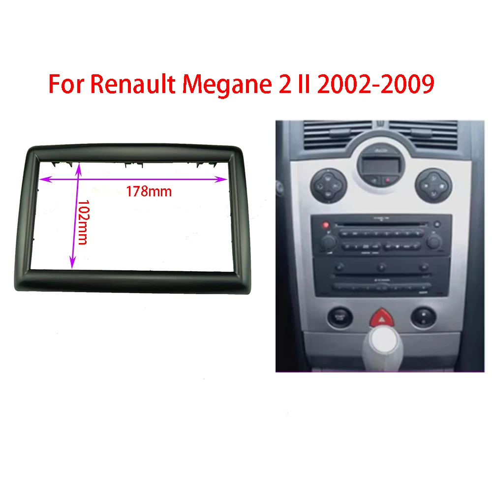 

Double 2 Din Car Audio Radio Fascia Fit For Renault Megane 2 II 2002-2009 Stereo Frame Panel Plate Dash Installation