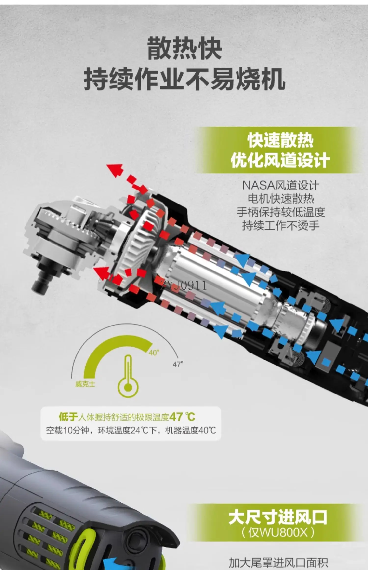 Electric Angle Grinder WU800 Small Handheld Cutting and Polishing Hand Grinder