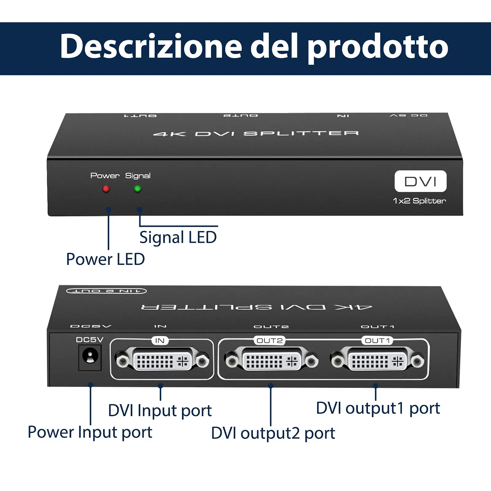 Imagem -04 - Divisor Dvi com Portas Adequado para pc Notebook Splitter Entrada Saídas Suporta 4k 30hz