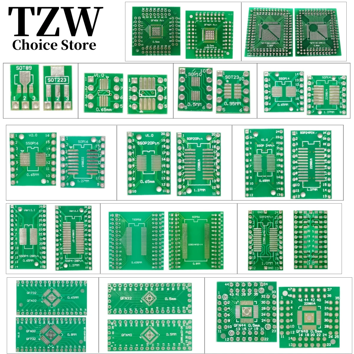 10pcs PCB Board SOP8 SOP14 SOP16 SOP20 SOP24 SOP28 QFP FQFP TQFP Turn To DIP Adapter Converter Plate TSSOP 8 14 16 20 24 28