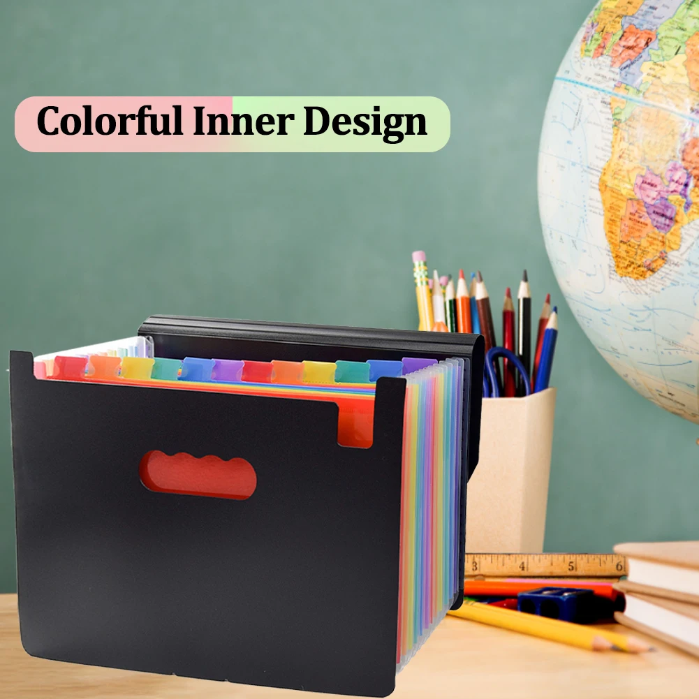 Caixa De Recibo De Papel Expansível Com Tampa, 13 Bolsos, Documento Portátil, A4, Tamanho De Carta, Escritório, Bill Arco-íris, Organizador De Arquivos De Acordeão